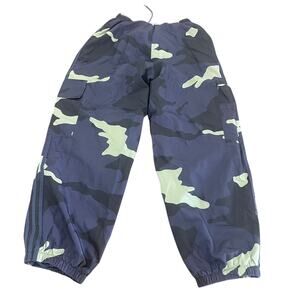 Adidas Trefoil Camo Nylon Windbreaker Cargo Jogger Pants – Size M – Navy/Grn/Blk